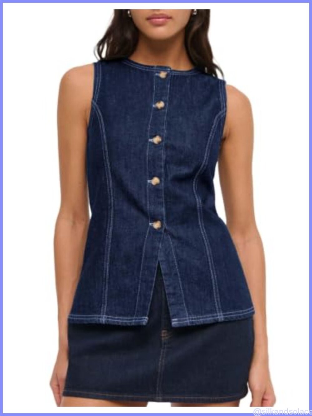 Sleeveless Denim Vest Women's Lightweight Stretch Western